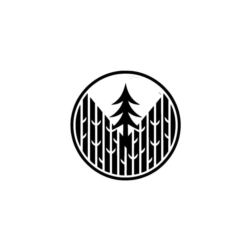 Minimalist Forest Black White Nature. vector