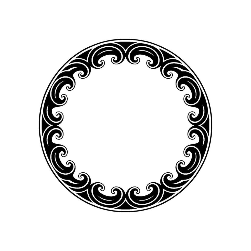 Elegant Black Swirl Frame on White Decorative Ornament. vector