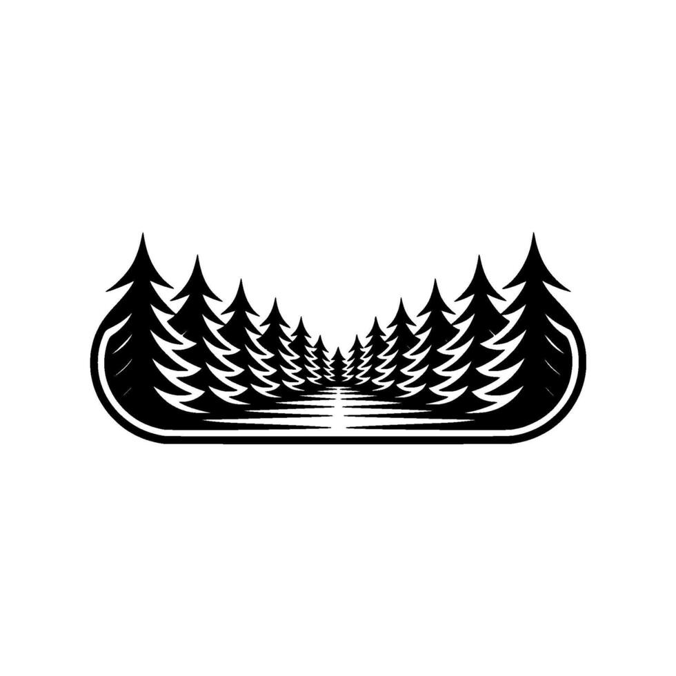Stylized Forest Path , Monochrome, Minimalist. vector