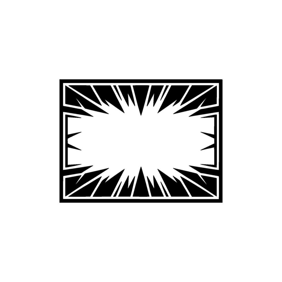Geometric Burst Frame Minimalist Black White Element. vector