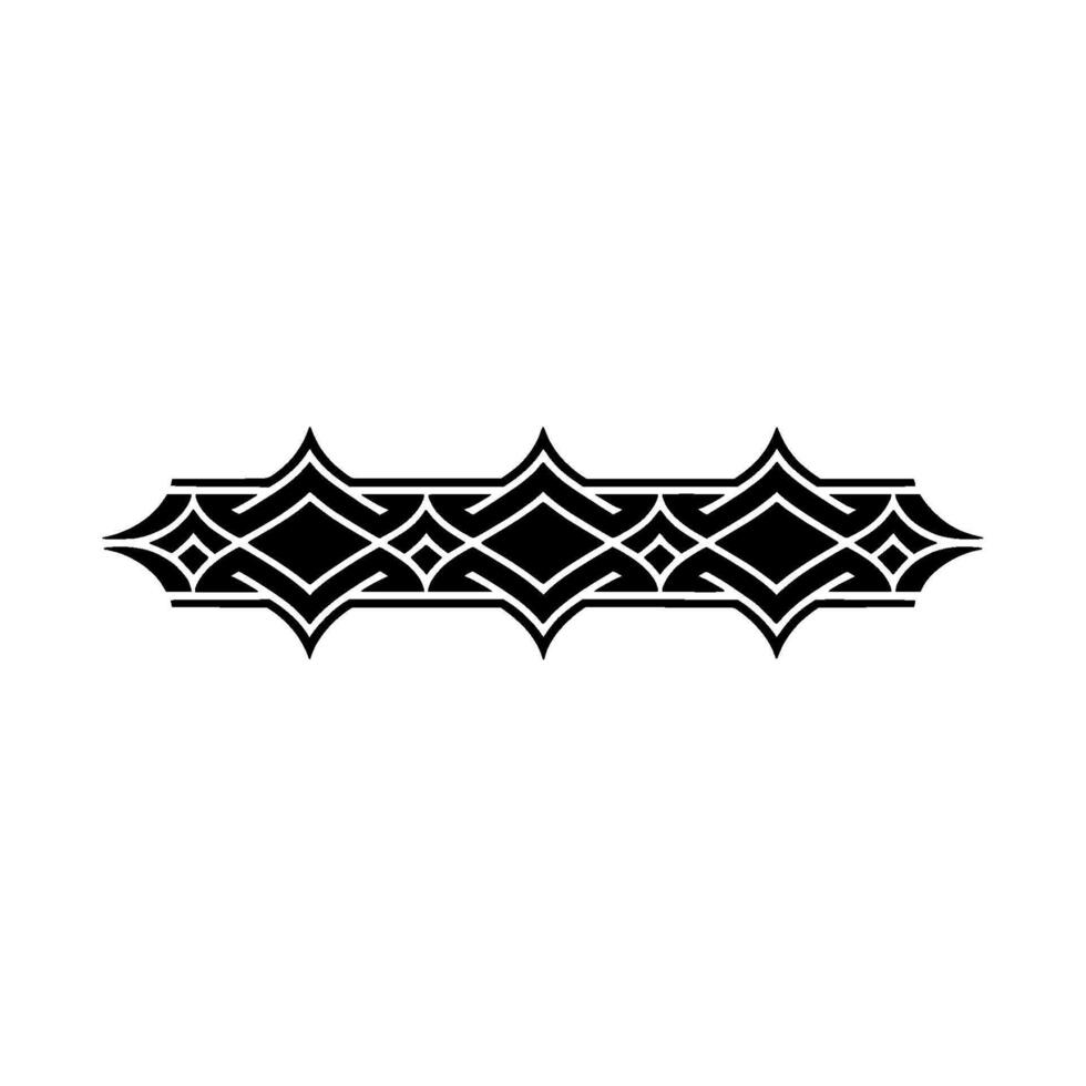 Elegant Black Border Element on White, Minimalist Geometric Tattoo. vector
