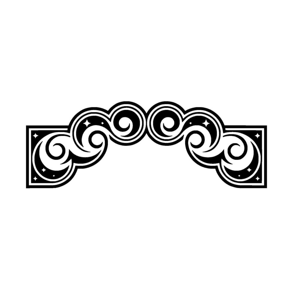 Decorative Black White Swirls Border, Elegant, Art Deco Style. vector