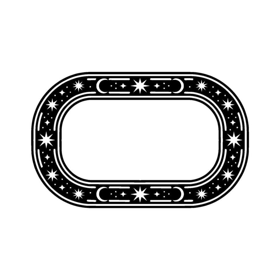 Celestial Oval Frame Black and White Minimalist - . vector