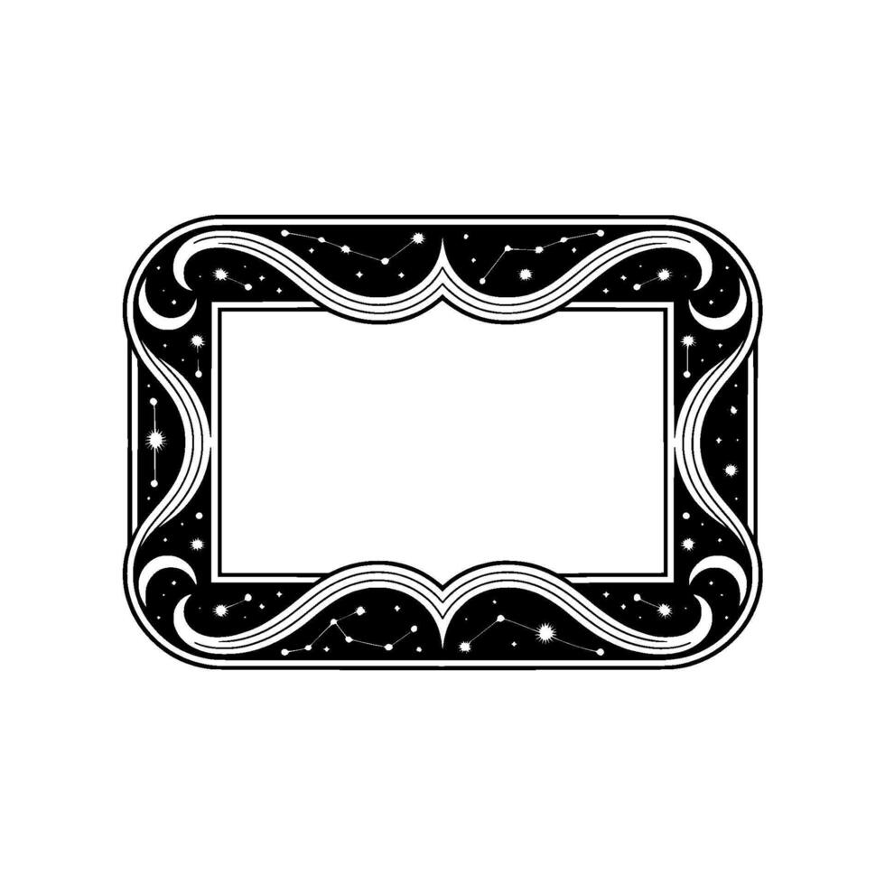 Celestial Frame, Decorative Black White Border, Astrology Concept. vector