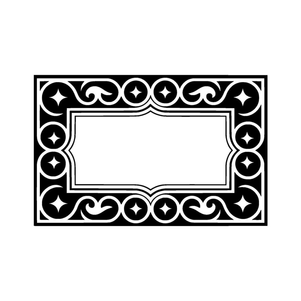 Ornate Black Silver Frame with Blank Interior, Decorative. vector