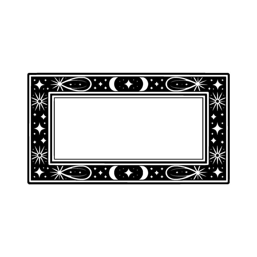 Celestial Frame Black and White Boho for Invitations Labels. vector