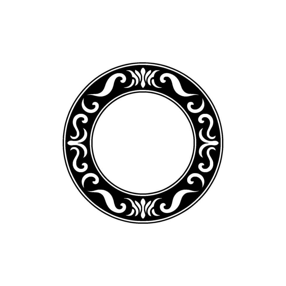 Elegant Circular Frame with Decorative Ornaments, Black on White. vector