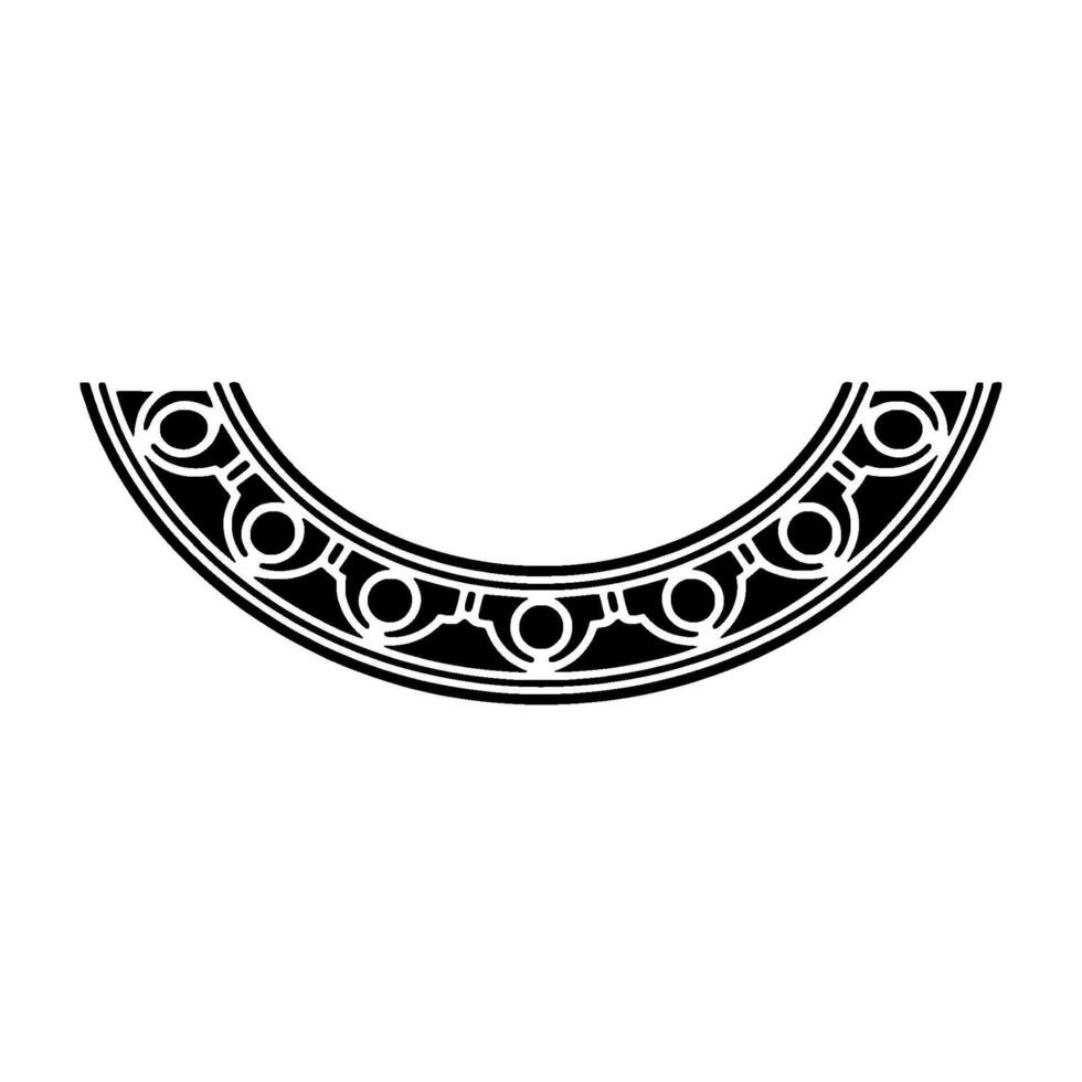 Black White Geometric Ornament, Decorative Arch Element. vector