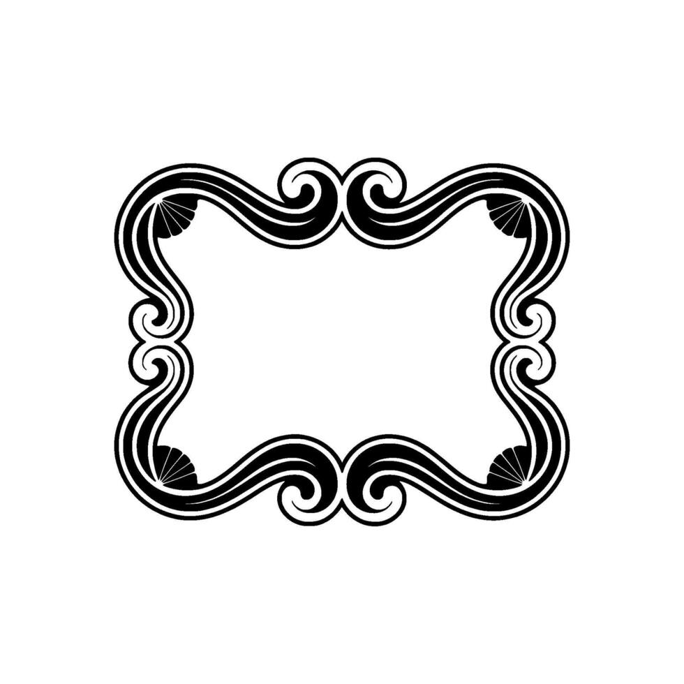 Ornate Art Deco Frame, Black and White, Isolated. vector