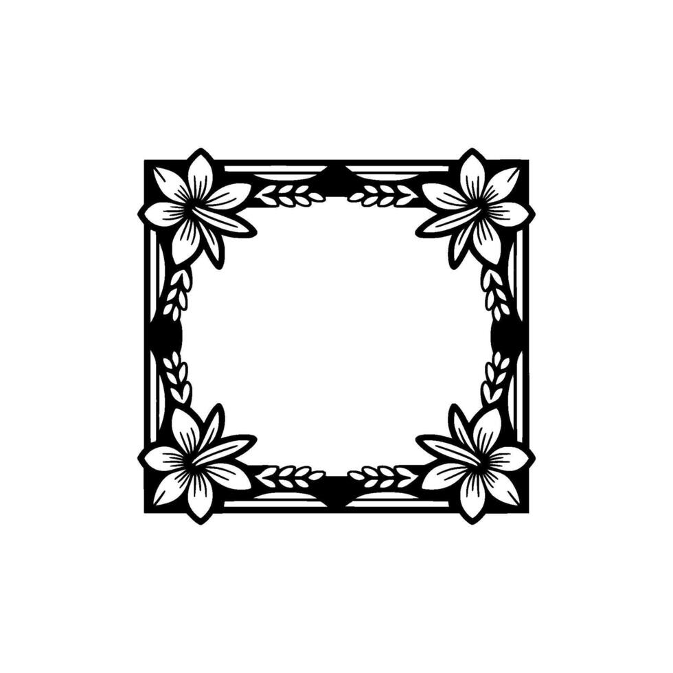 Floral Laser Cut Square Frame, Decorative Border. vector