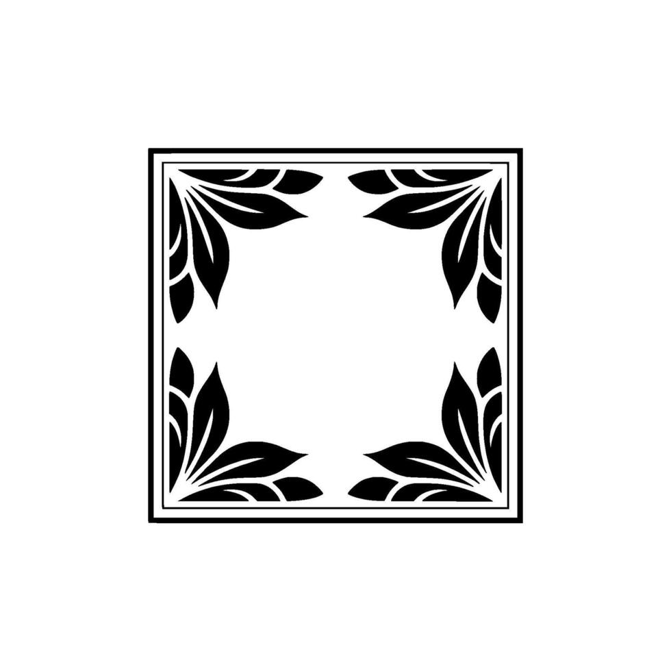 Elegant Black and White Leaf Frame Decorative Border for Invitations, Designs. vector