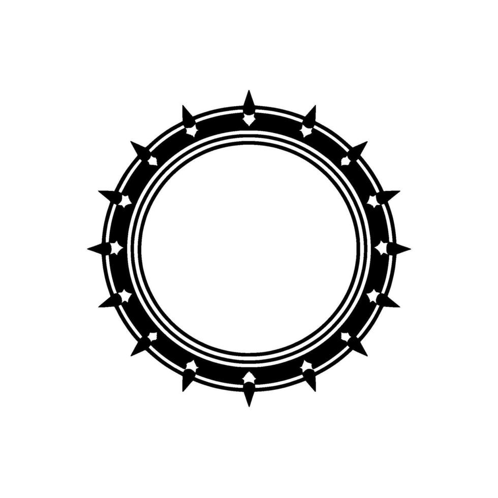 Spiked Circle Frame Minimalist, Bold Element on White. vector