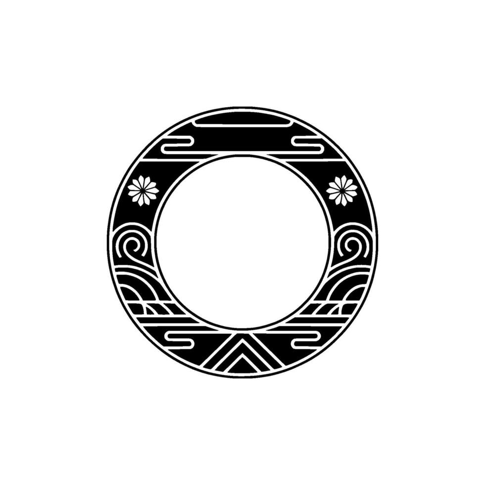 Minimalist Black and White Circular Asian-Inspired Element, Clean Illustration. vector