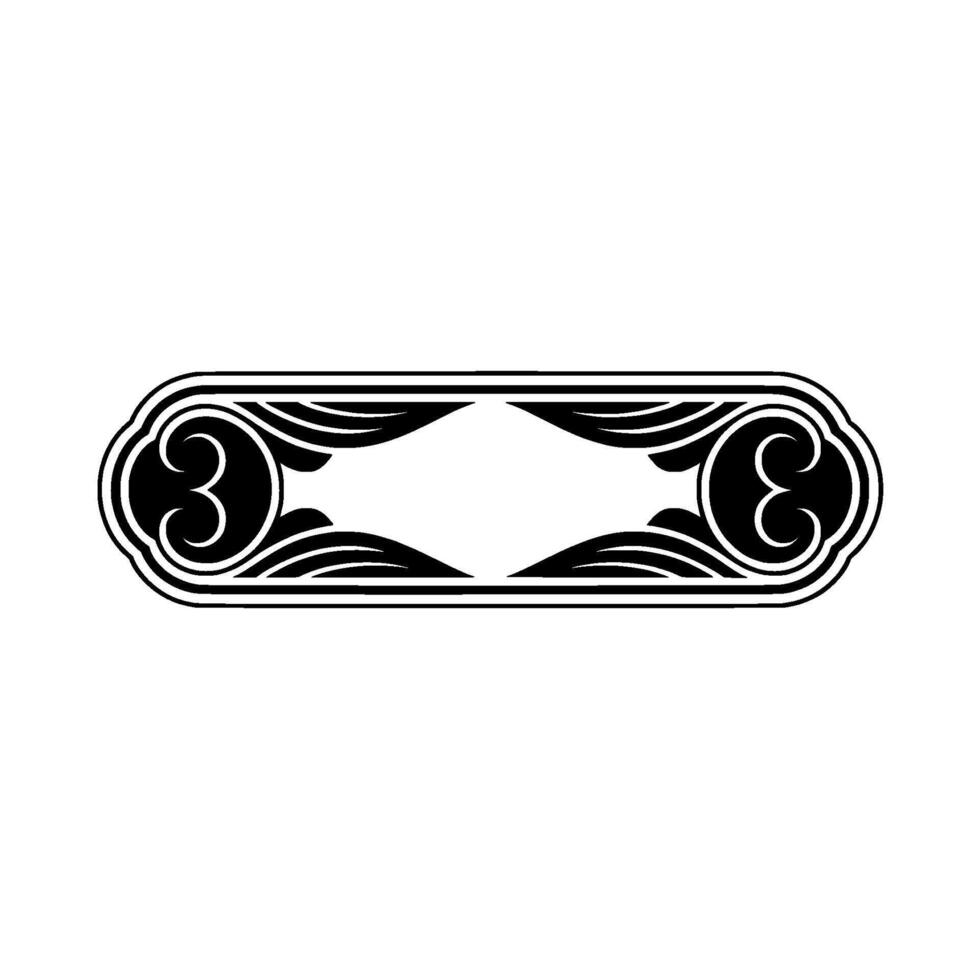 Elegant Black White Ornamental Label or Banner. vector