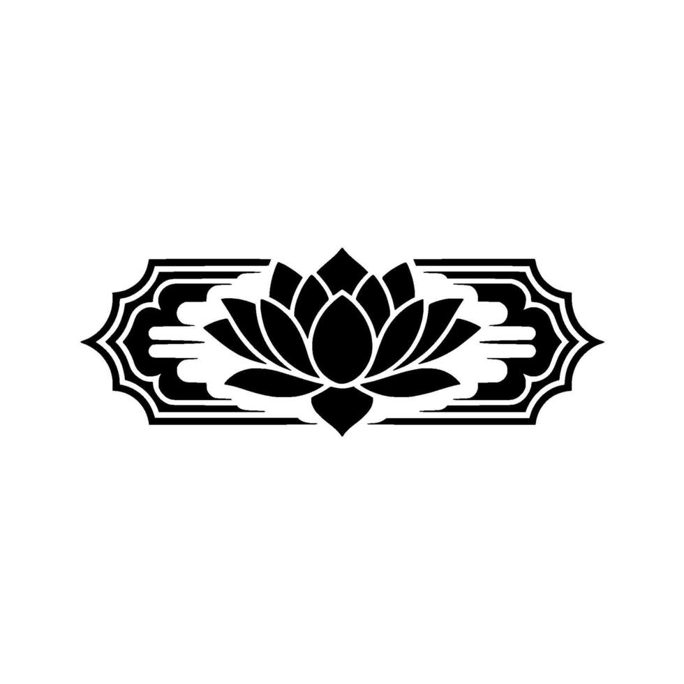 Elegant Lotus Flower Emblem in Black and White, Ornamental. vector