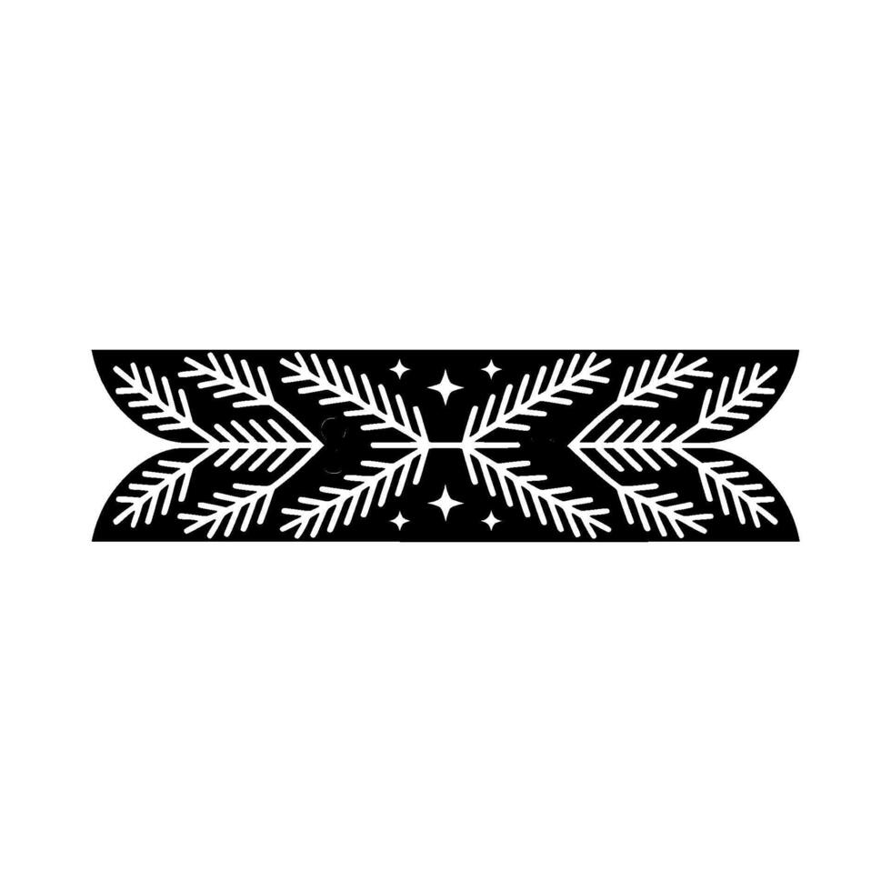 Modern Minimalist Christmas Ribbon Banner with Holly and Stars. vector