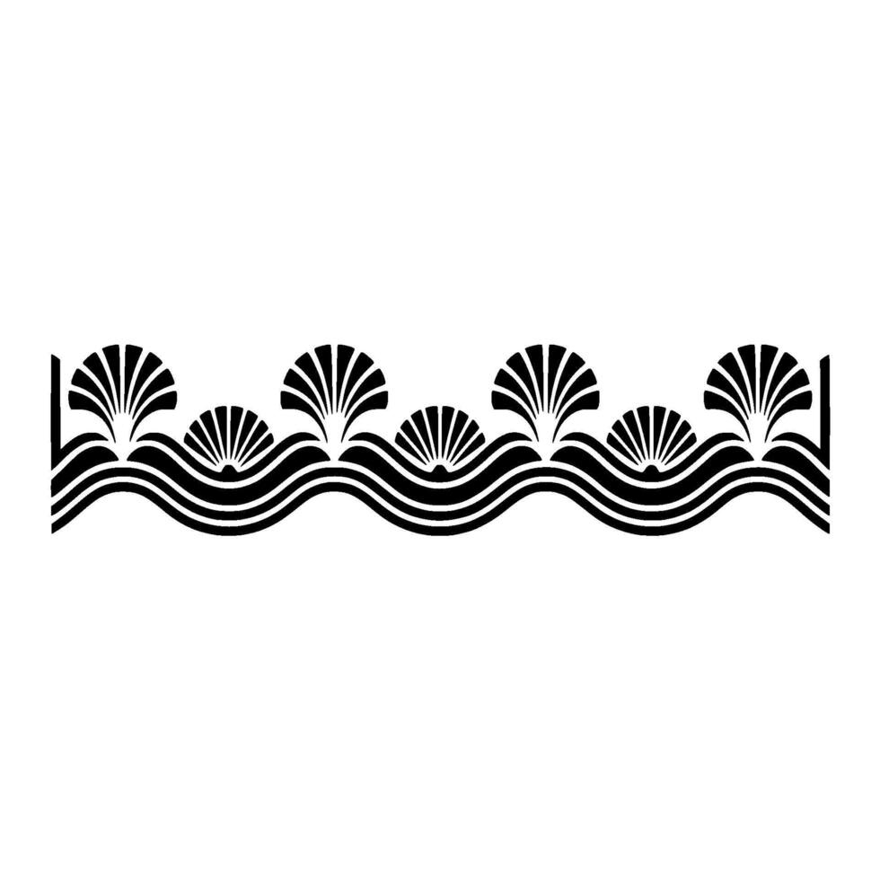 Decorative Art Deco Border , Silhouette, Black and White. vector