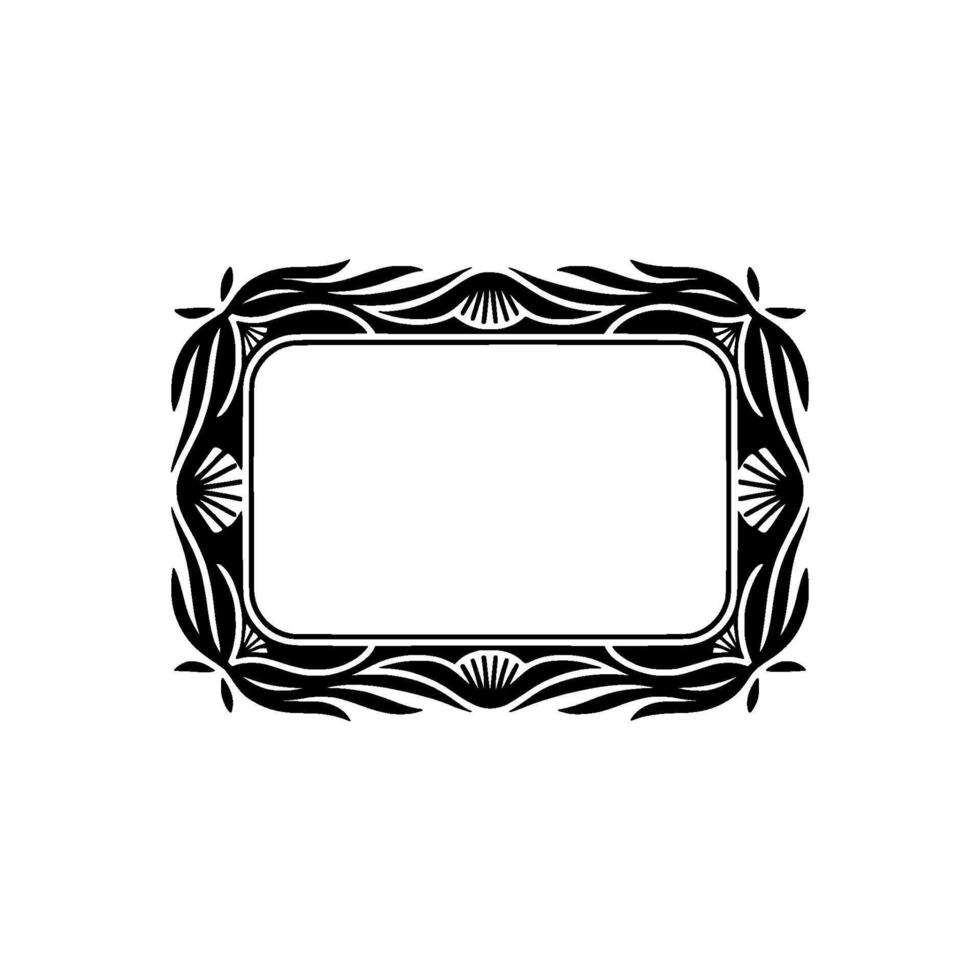 Elegant Black Floral Frame on White for Invitations and. vector