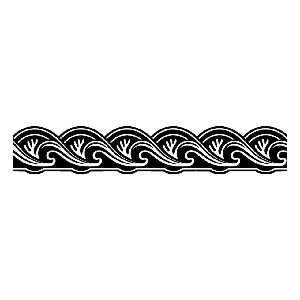 Decorative Wave Border in Black and White Elegant Ornament. vector