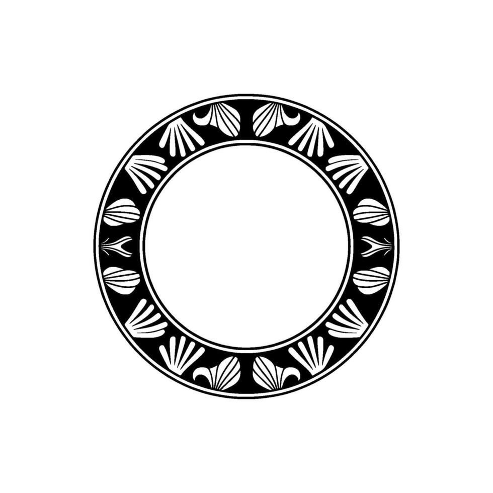 Elegant Greek Key Circle Frame, Black and White. vector