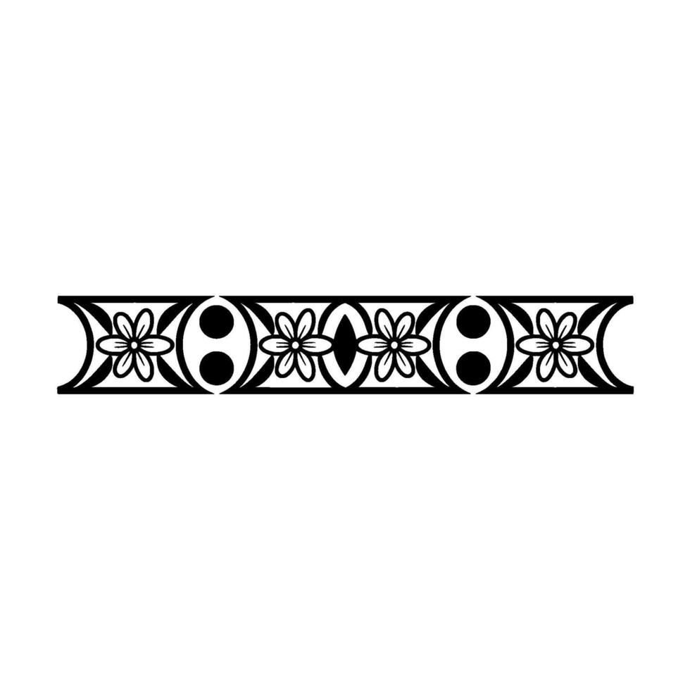 Floral Border Geometric, Black White Ornament on Gradient. vector