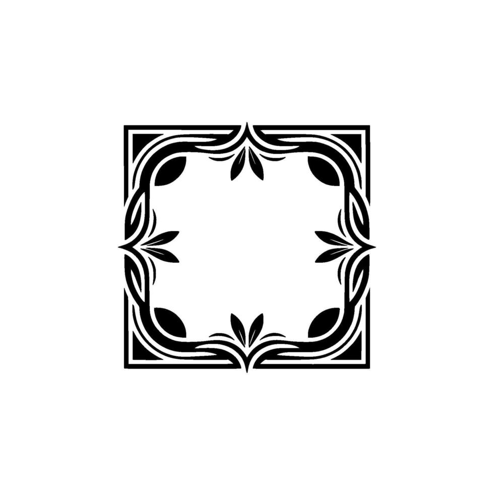 Elegant Floral Frame, Black and White, Decorative. vector