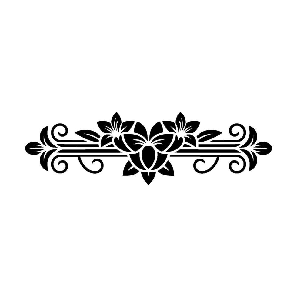 Elegant Floral Border Ornament in Black and White - . vector