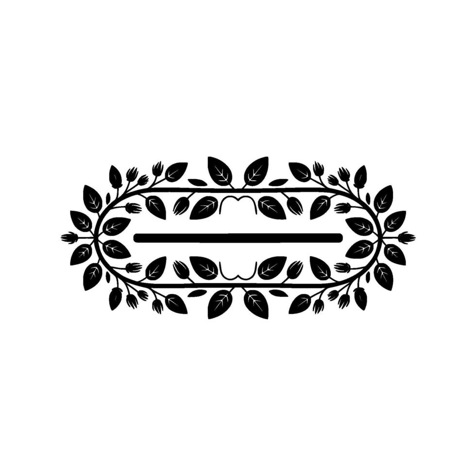 Elegant Floral Frame , Black and White, Minimalist - . vector