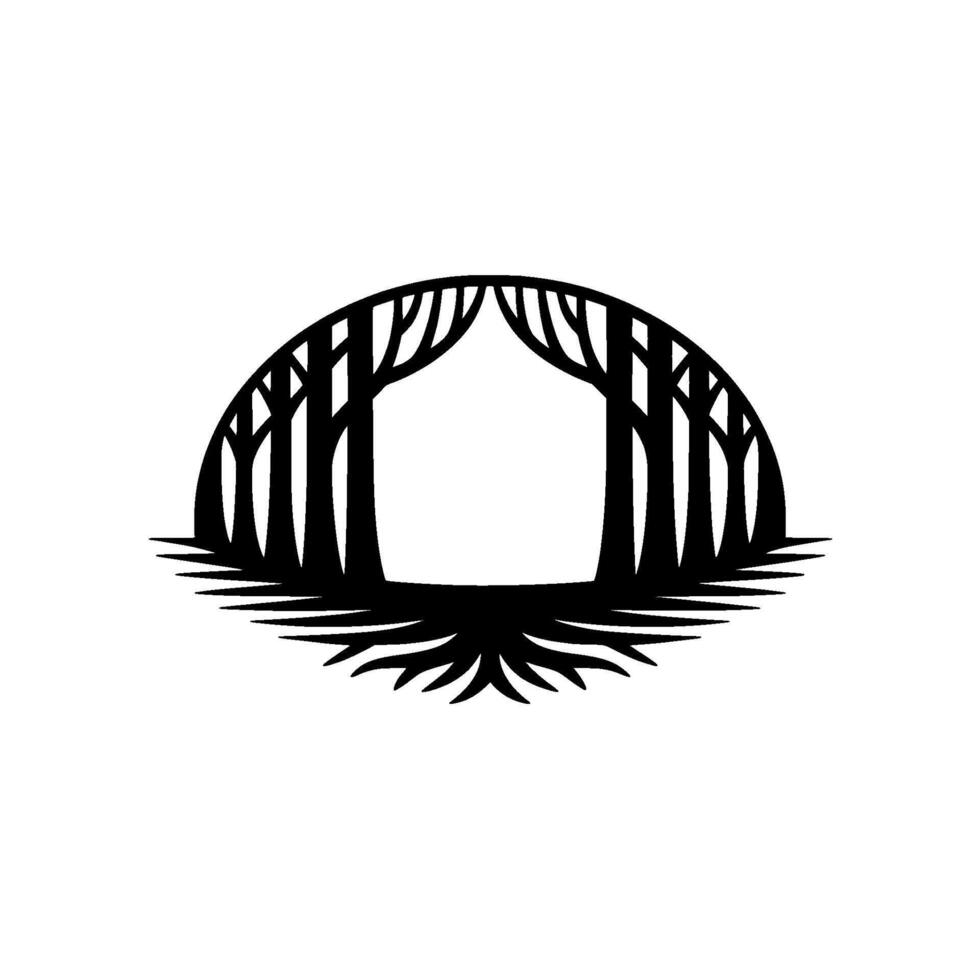 Forest Archway Silhouette Minimalist Nature Illustration. vector