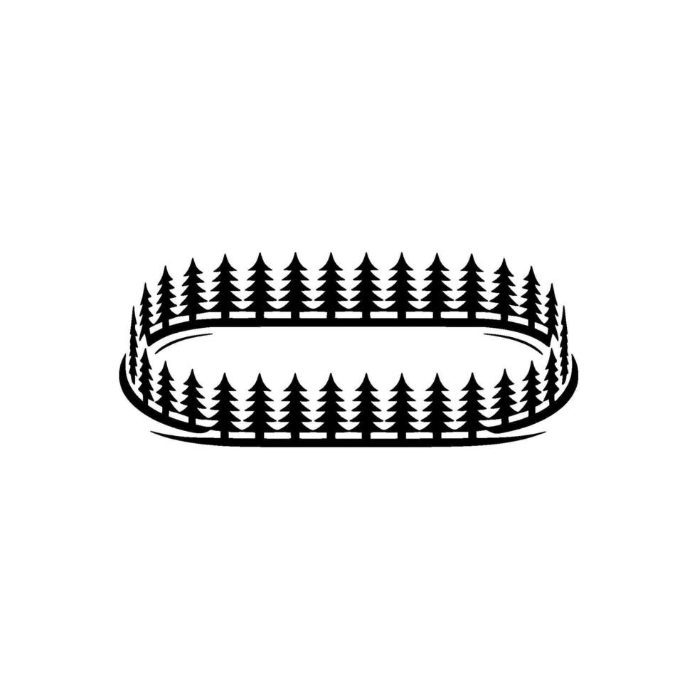 Minimalist Forest Enclosure Black Trees on Grey Background. vector