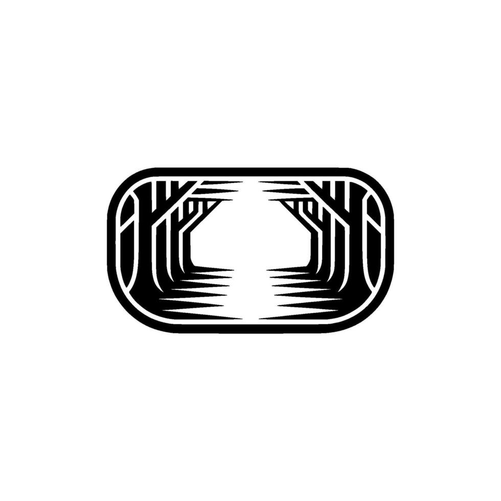Geometric Forest Path Minimalist Black and White. vector