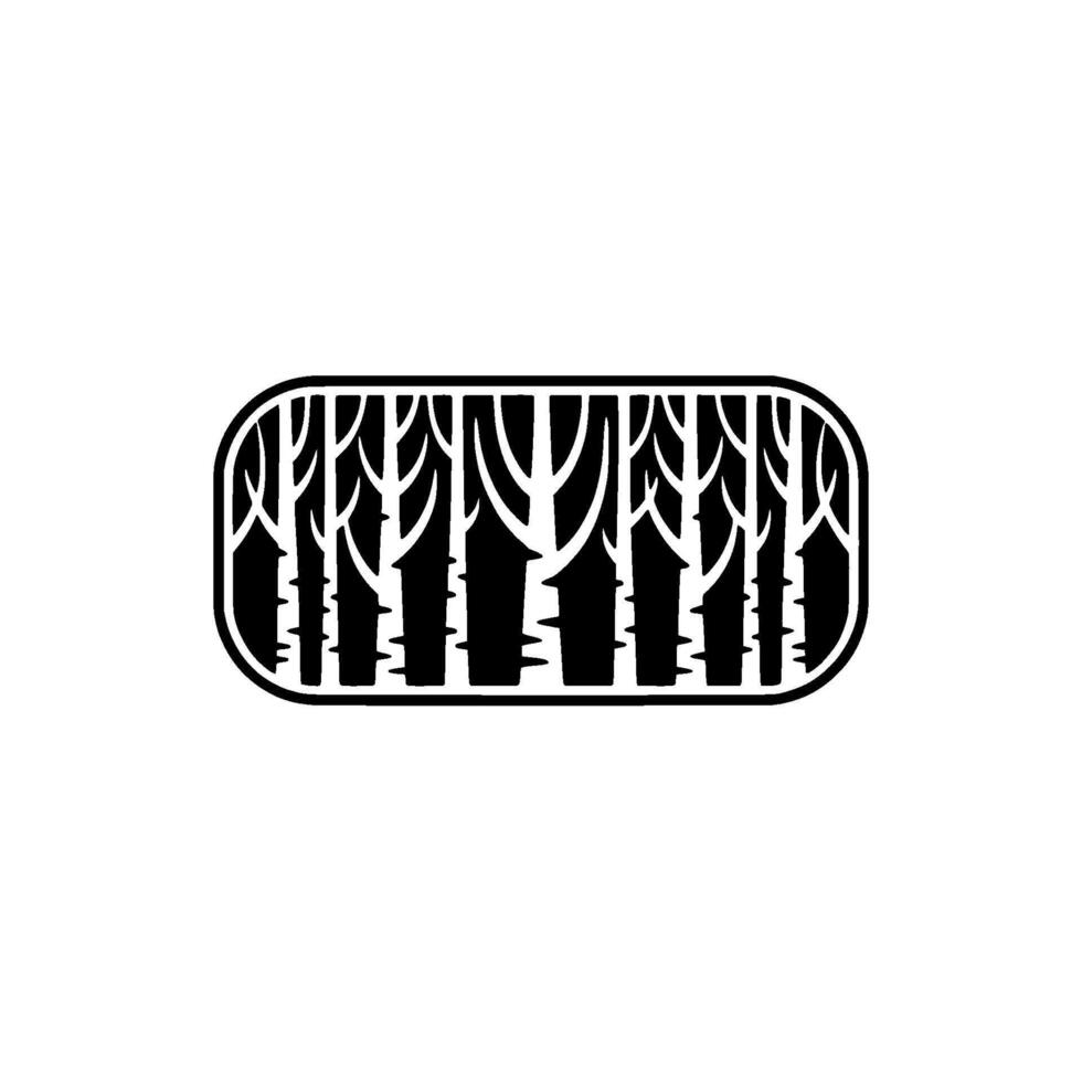 Minimalist Forest Silhouette , Black White, Clean. vector