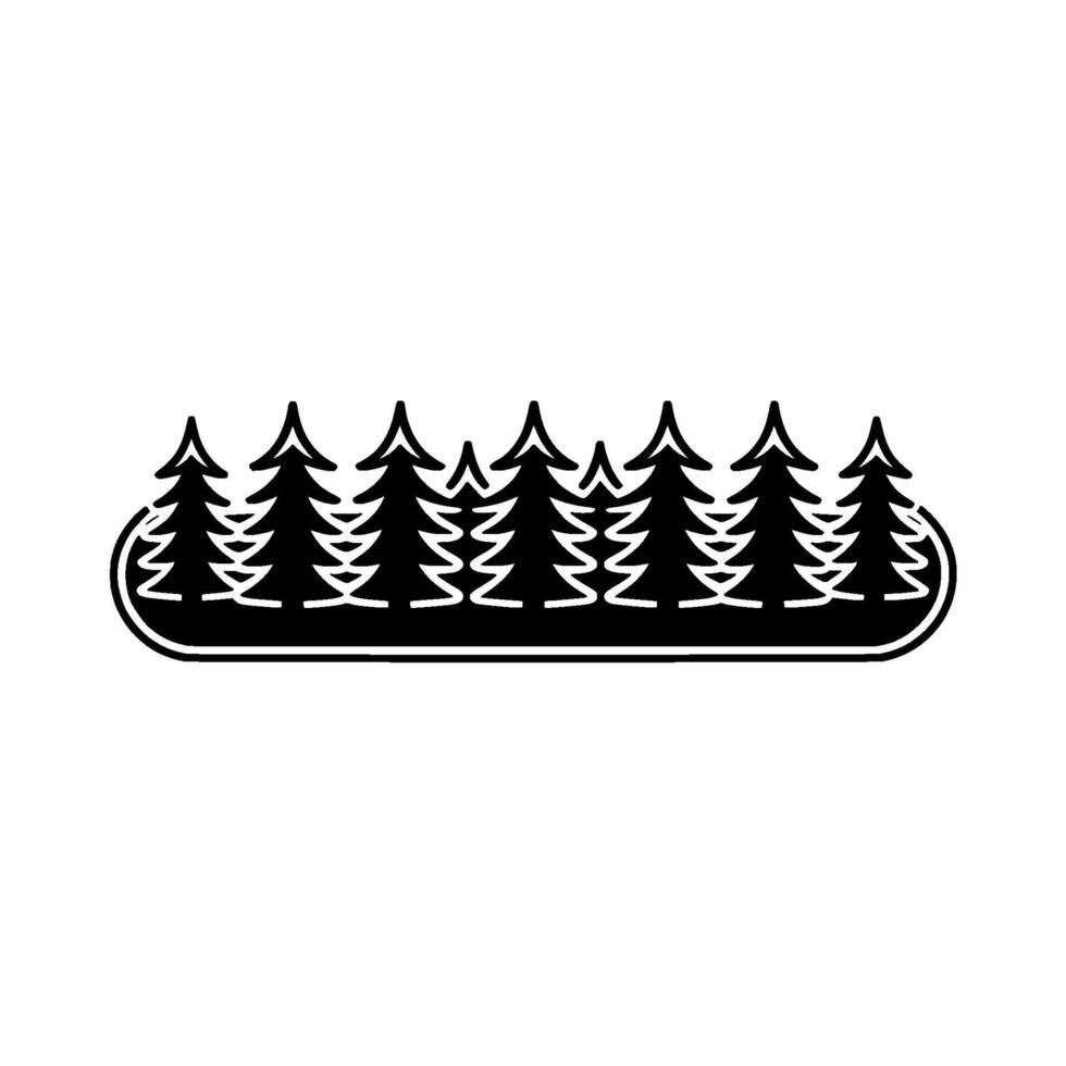 Minimalist Black Forest Silhouette on Gray Background. vector