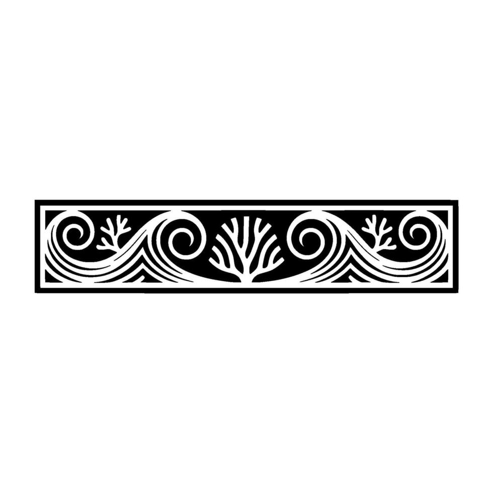 Elegant Black and White Border with Floral and Swirl Motifs. vector