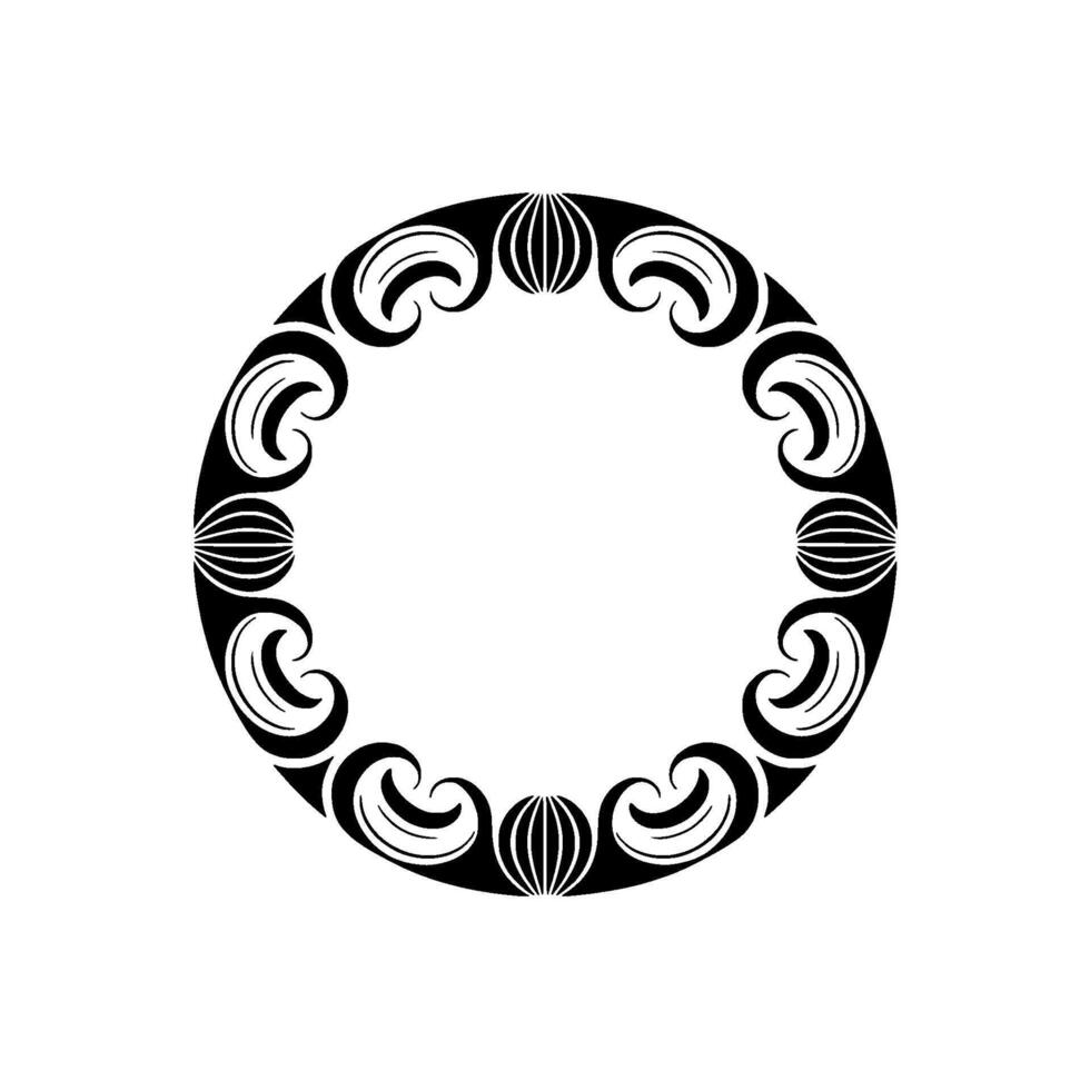 Elegant Black White Circular Ornament, Art Deco Style. vector