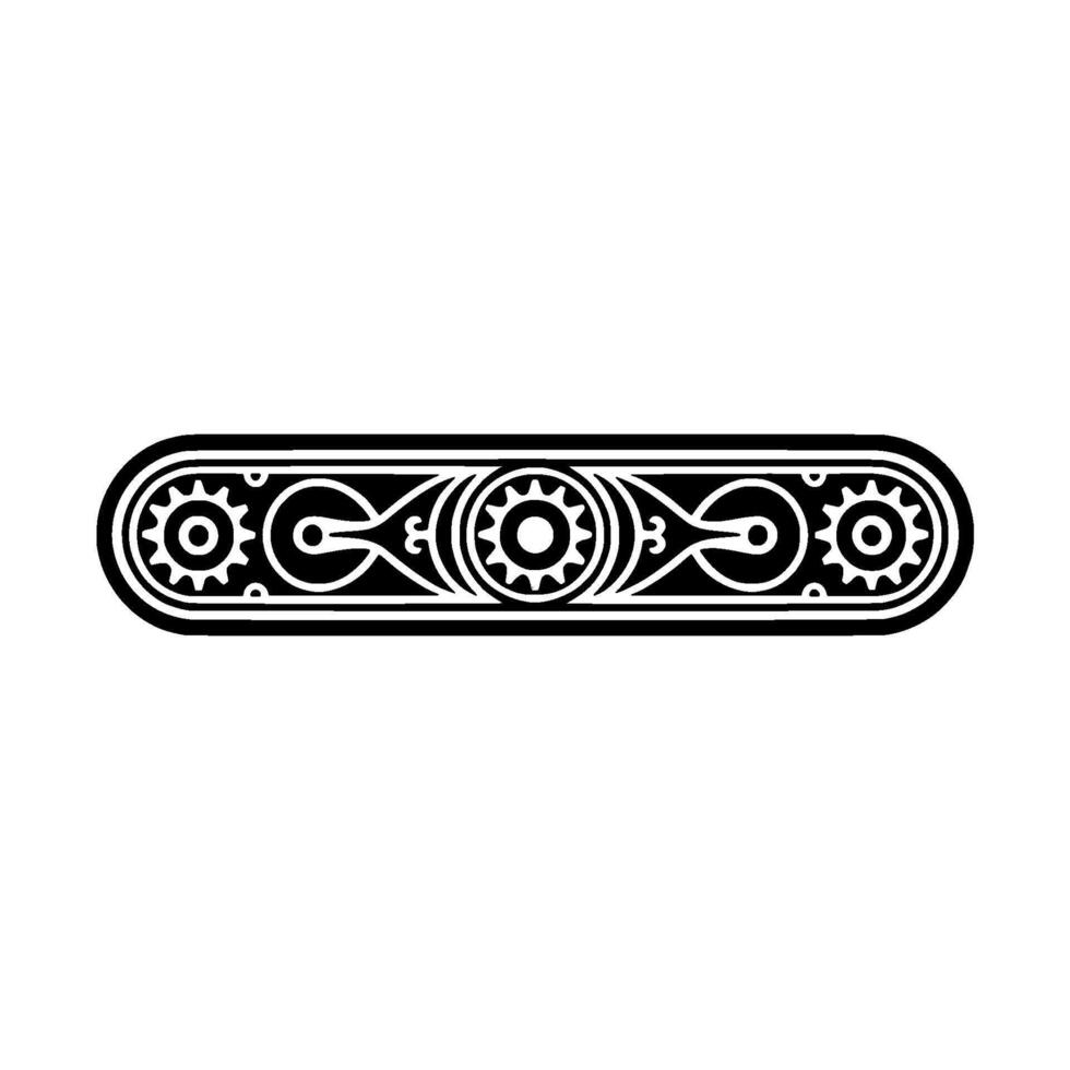 Mechanical Ornamental Border, Geometric Gears, Decorative. vector