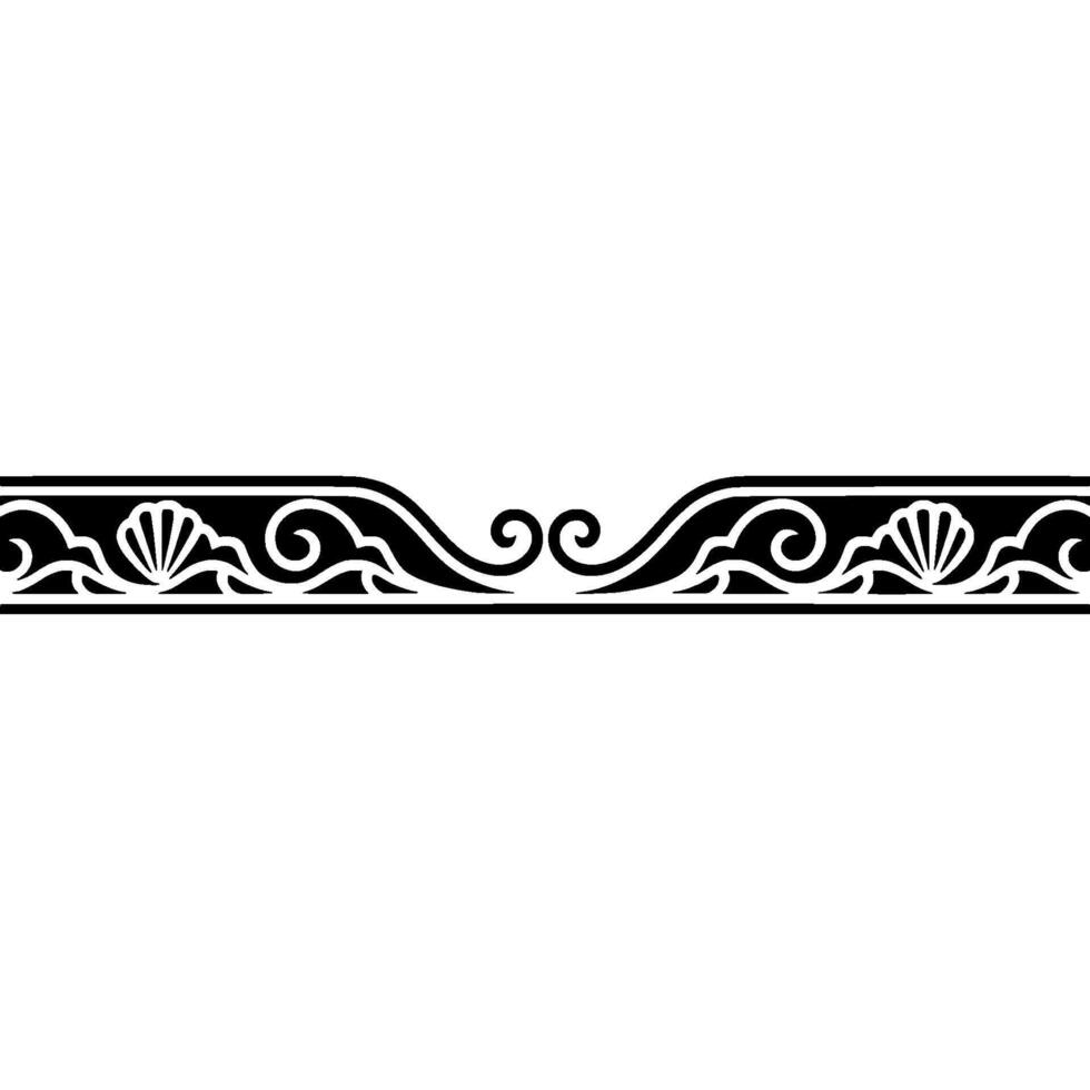 Elegant Decorative Border Black and White Sea Shells Swirls. vector