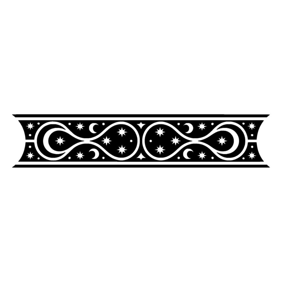 Celestial Border Black White Decorative Ornament. vector
