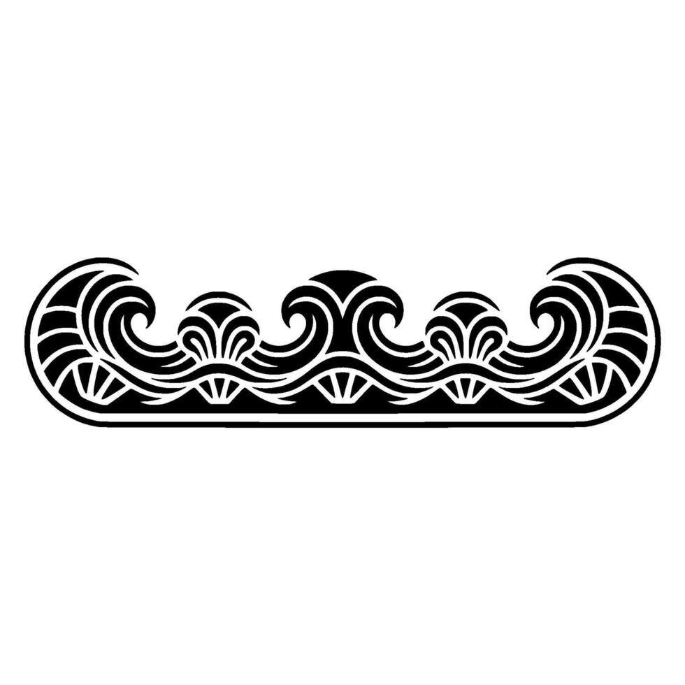 Abstract Black Wave Border, Decorative Element, Illustration. vector