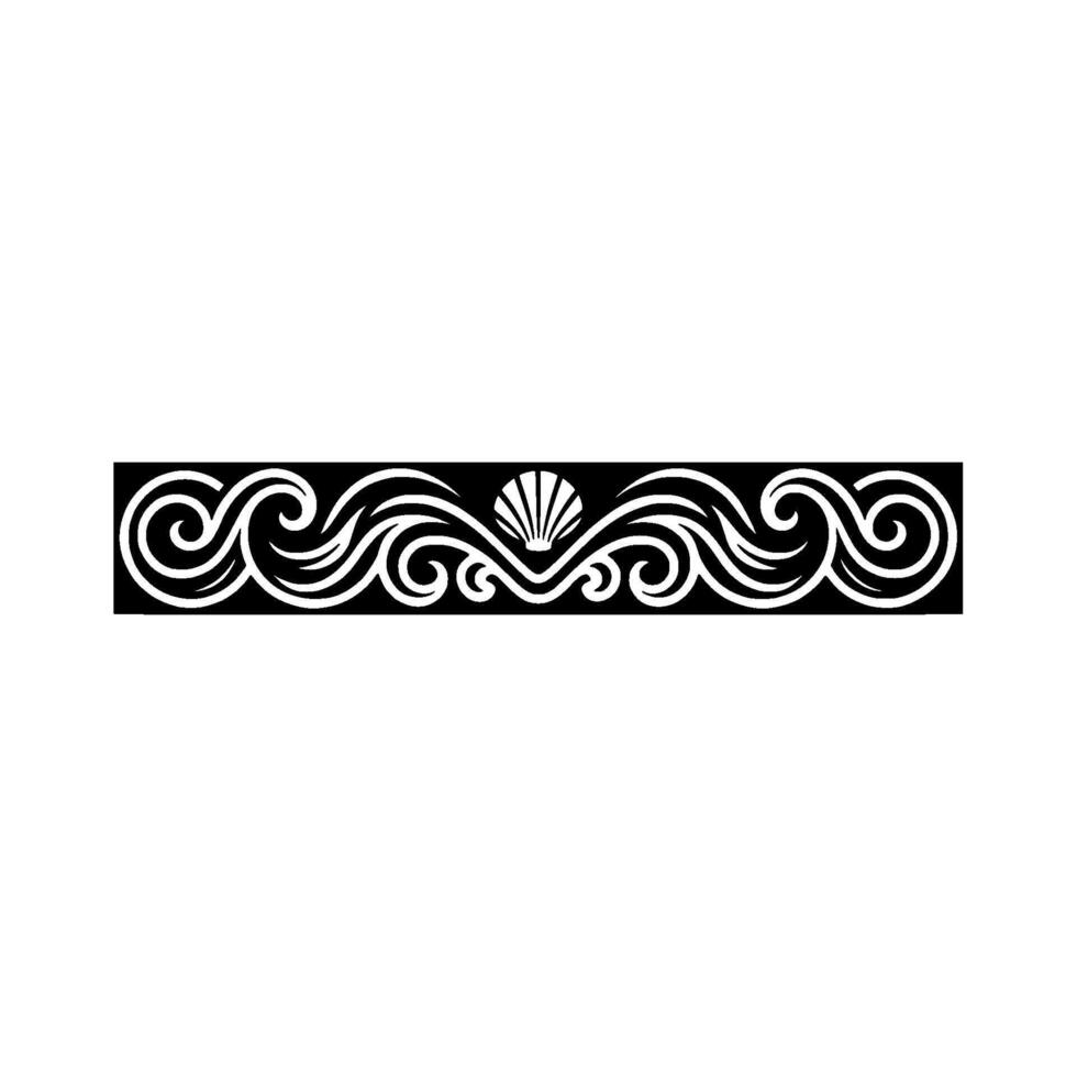 Elegant Black and White Ocean Border with Shell Accent. vector
