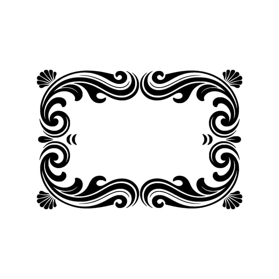 Elegant Black Ornate Frame on White Background,-. vector