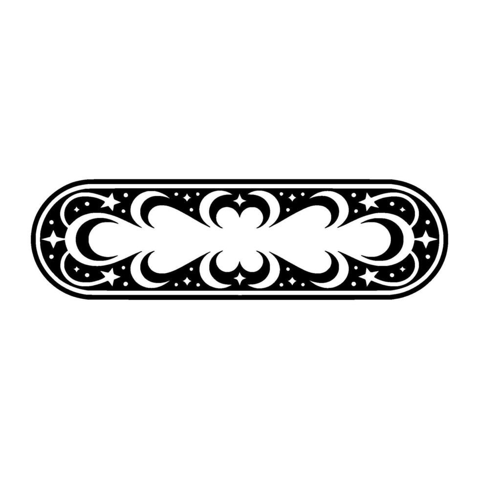 Celestial Ornamental Frame, Black White. vector