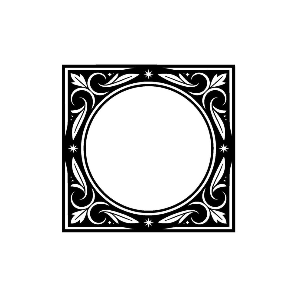 Elegant Black and White Flourish Frame with Circular Space. vector