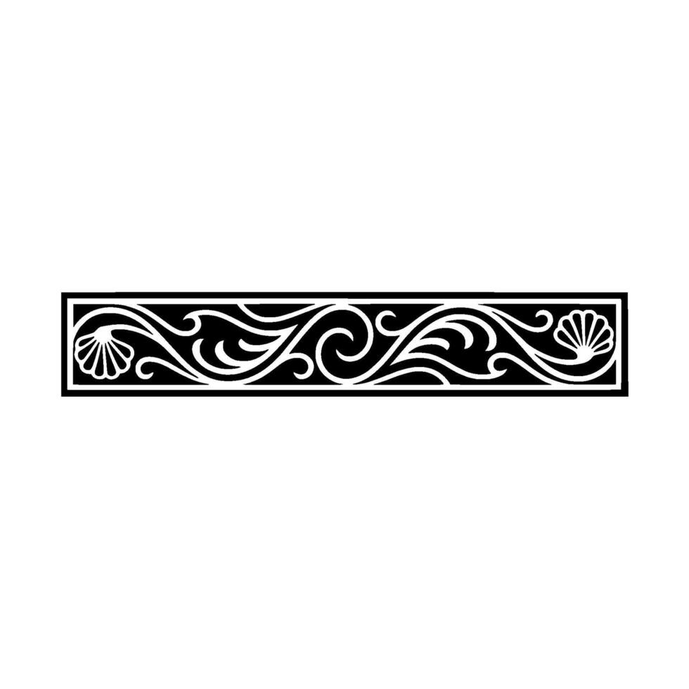 Elegant Black White Seashell Border , Art. vector
