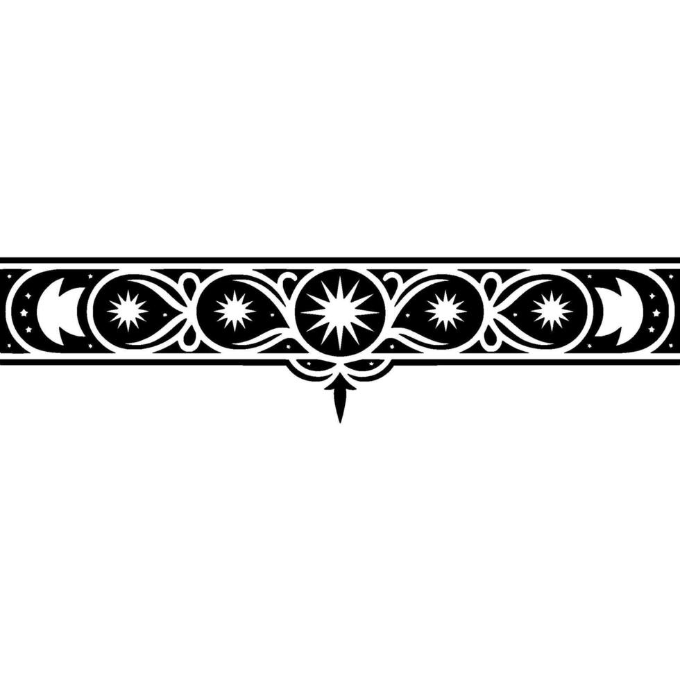 Elegant Celestial Border Stars, Moons, and Ornate Detail. vector