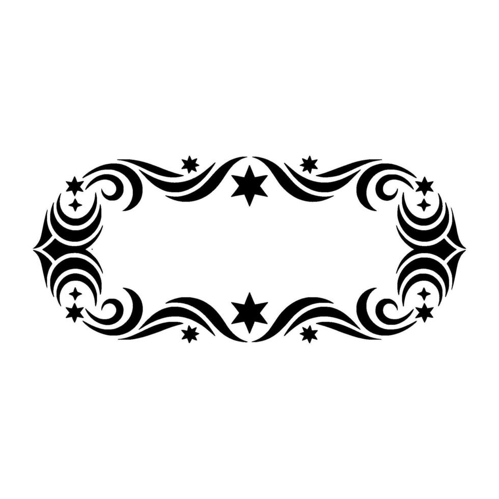 Elegant Black White Decorative Border with Stars. vector