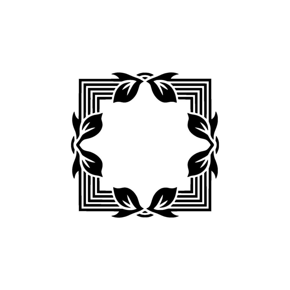 Elegant Black and White Floral Square Frame. vector