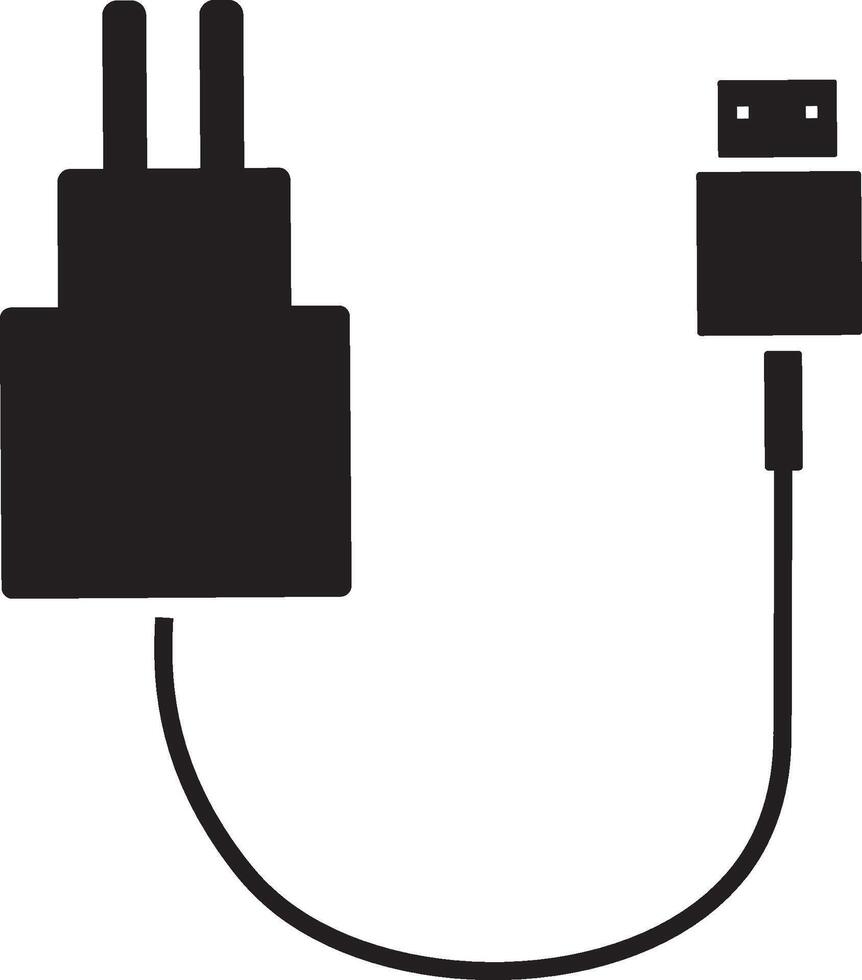 set off black and white icons symbols. Charger adapter icons symbol, usb charging symbol, charger icon symbol, vector