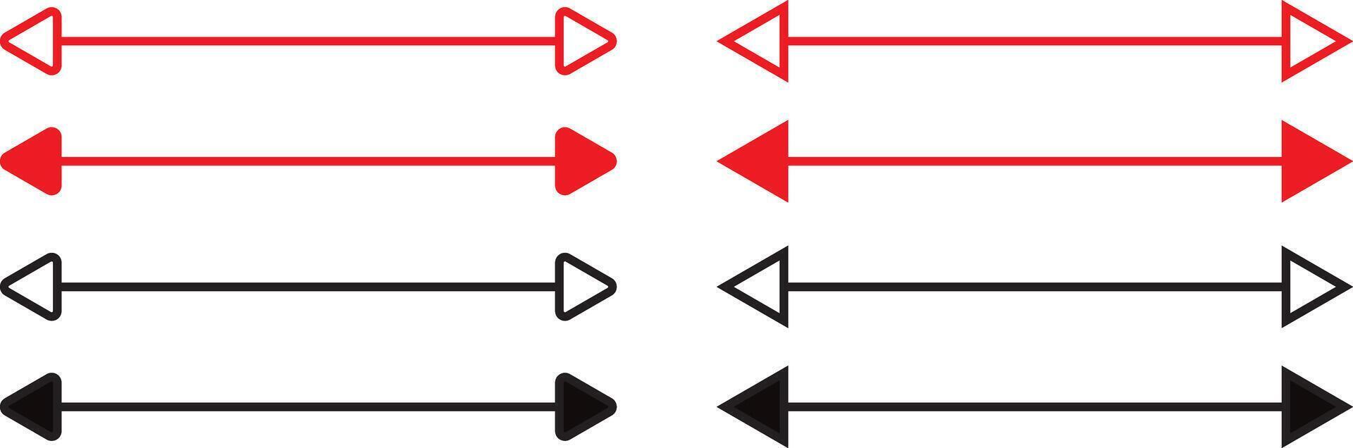 Dual sided arrow in red color, red, stock pointer, direction, app and logo design, blue arrow icon, Two side arrow icon on white background, vector