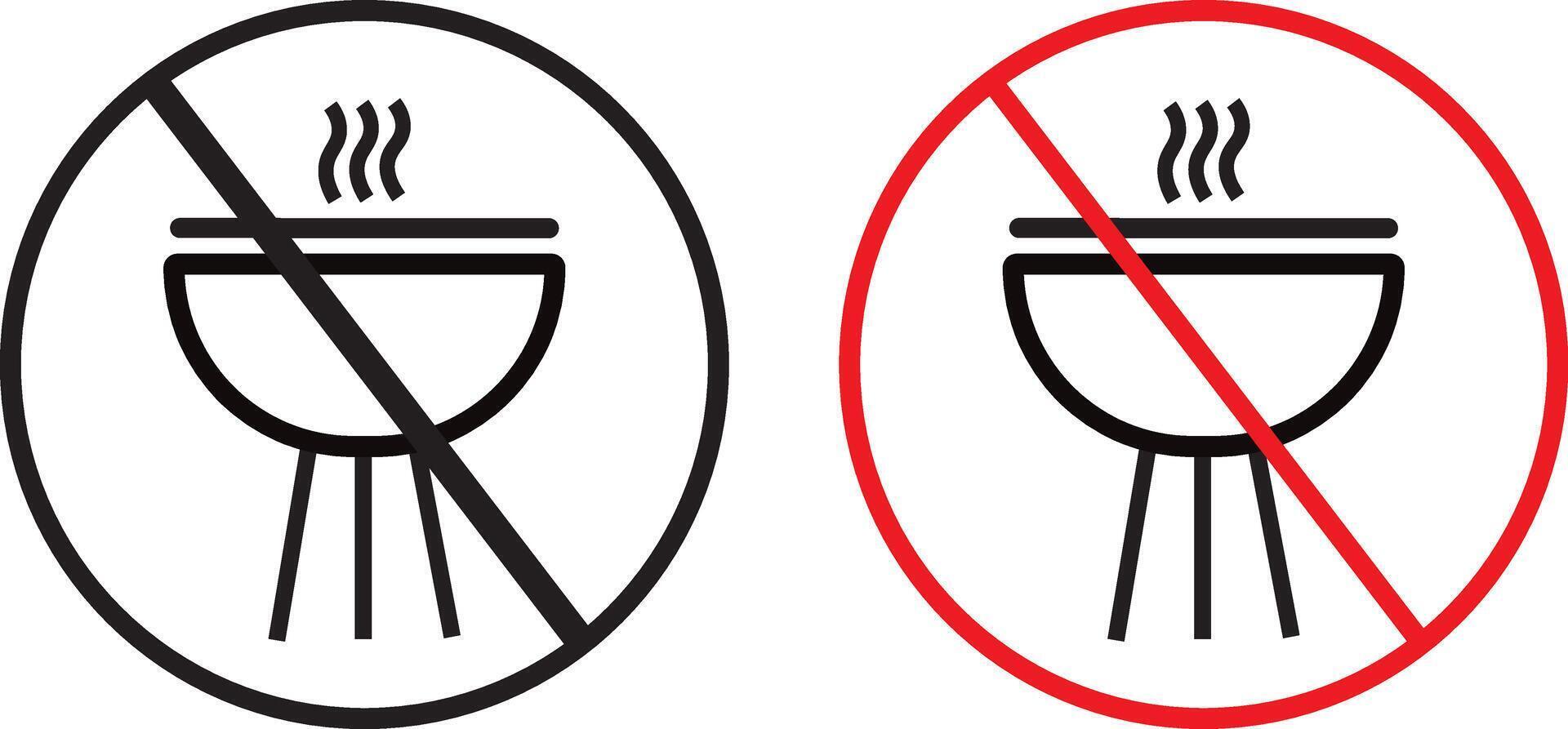 Prno Grill BBQ icon set, no Grill BBQ icon setsign. No grill signs and symbol symbol illustration, vector